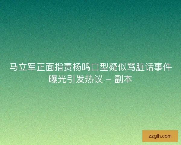 马立军正面指责杨鸣口型疑似骂脏话事件曝光引发热议 - 副本