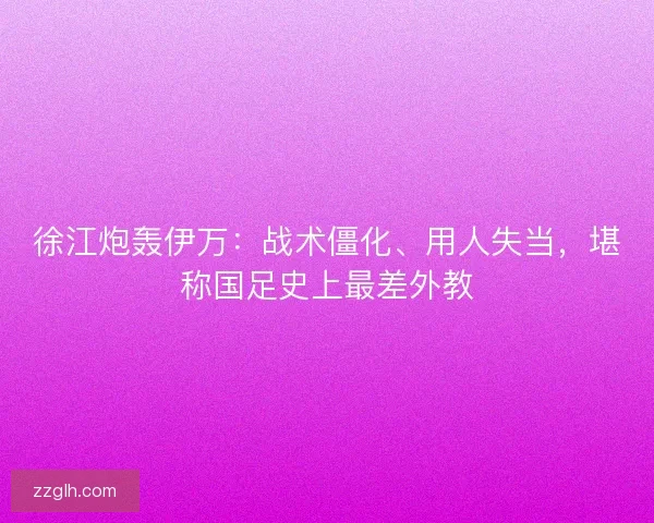 徐江炮轰伊万：战术僵化、用人失当，堪称国足史上最差外教